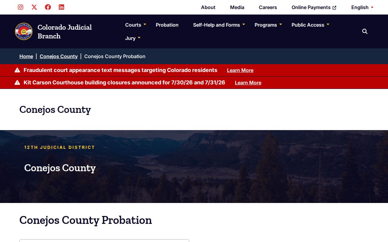 Conejos County parole and probation local probation page
